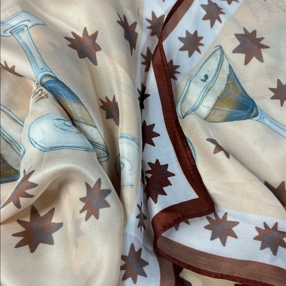 Anthropologie Nicki Ackerman Cocktail Party Themed Espresso Martini Please Scarf